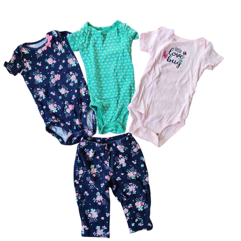 Carter's Just One You 3 Short Sleeve Bodysuits and Pants Size 9 months